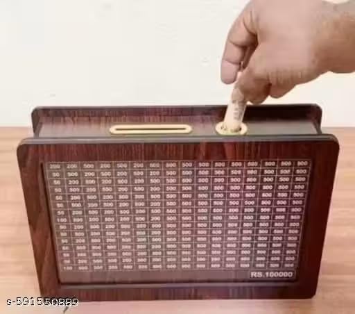 Image of Wooden Money Bank, Piggy Bank for Kids, Wood Material, Coin Saving Box (10,000 Money Bank)