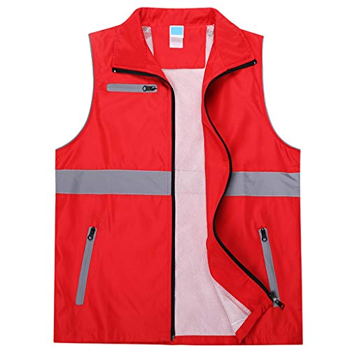 YULAN Gilets Gilet de sécurité bénévole Reflective Sports de Plein air Travail Double (Color : Red, Size : S) Cover