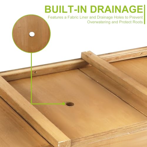 Image of ketive Raised Garden Bed with Legs - Elevated Wooden Planter Box, Durable Fir Wood, Reinforced Frame with Drainage Holes, Liner, and Storage Shelf for Vegetables, Herbs, Flowers, 33.5 inch x 18 inch x 30 inch