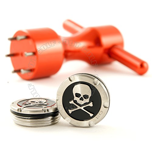 19th Hole Custom Shop 2 of 30g Deluxe Tour Style Weights for Scotty Cameron Putters + Wrench, Skull, Black (Red)