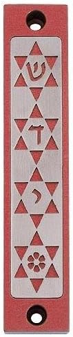 Baltinester Agayof Four Stars of David Cut-out Mezuzah 2 x 10cm - Silver