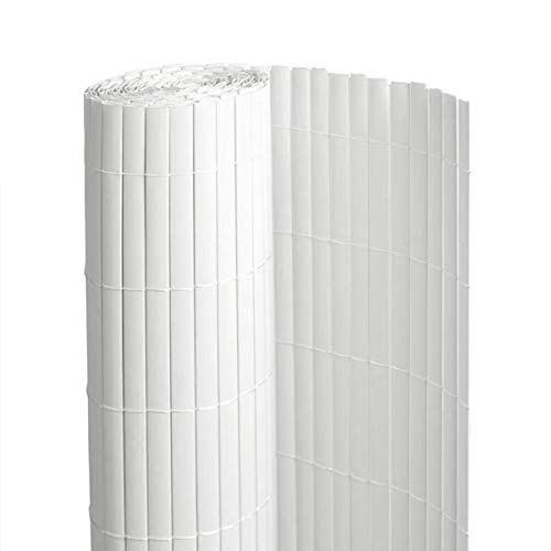 Canisse PVC en Rouleau de 3 mètres pour clôture ou Balcon (1m, Blanc RAL 9010)