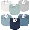 Konssy 6-Pack Muslin Baby Bibs for Boys & Girls, Soft Cotton Absorbent Bandana Drool Bibs for Drooling & Teething