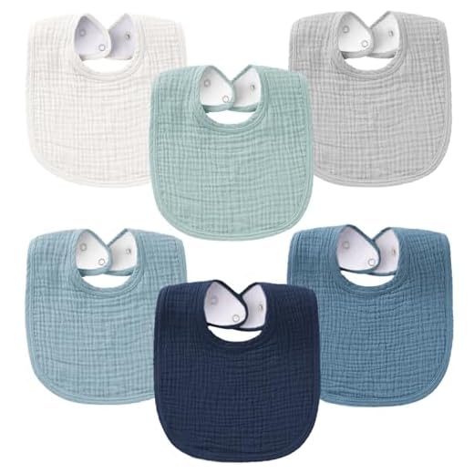 Konssy 6-Pack Muslin Baby Bibs for Boys & Girls, Soft Cotton Absorbent Bandana Drool Bibs for Drooling & Teething