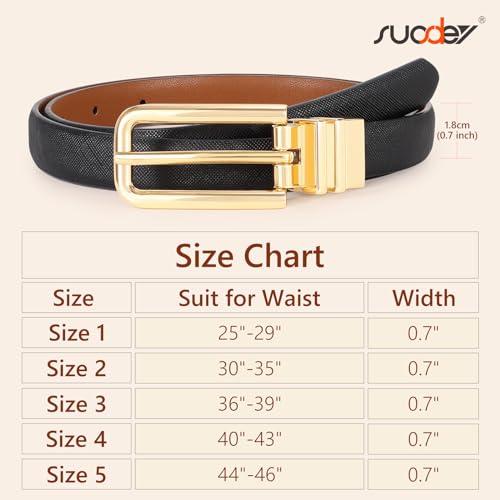 SUOSDEY Women Reversible Leather Belt with Rotating Pin Buckle for Jeans Pants Dresses, Fashion Ladies Waist Belt 5