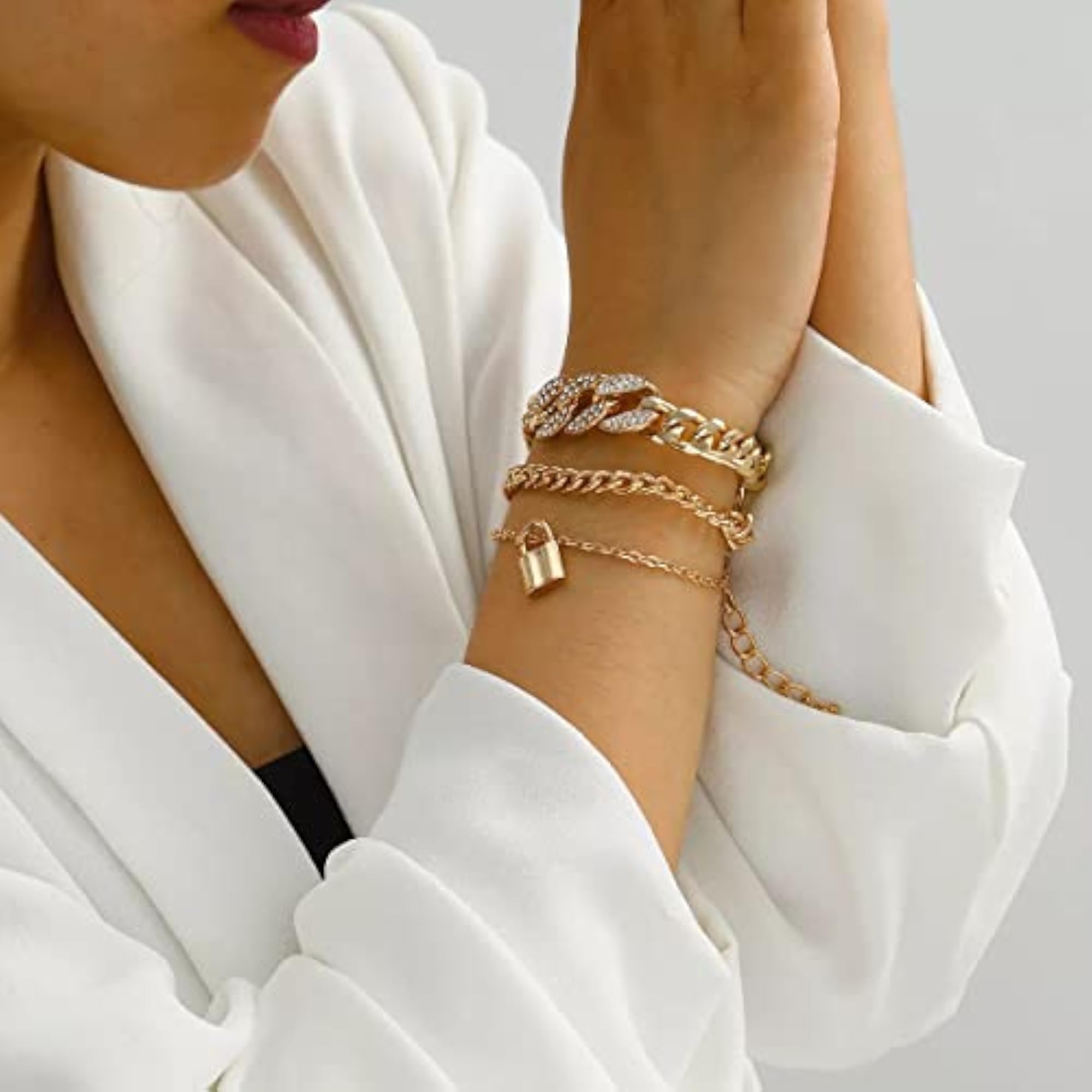 Stone Studded Multi-strand Bracelet with Lock