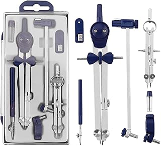 Geometry Set,7 Pcs Professional Compass Set Compass Drawing Tool Math Compass Geometry Compass with Spring Bow Head Drawing Compass Sets Math Drafting Dividers Tool Set for School, Woodworking