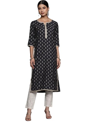 Image of Libas Womens Printed Silk Straight Kurta for Women Suit