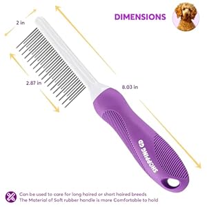 Detangling Pet Comb for Dogs Cats with Long Short Stainless Steel Metal Teeth for Removes Tangles and Knots Detangler Grooming Tool for Dematting Matted Fur Cucciolini Doodles Detangling pet comb for dogs cats with long short stainless steel metal teeth for removes tangles and knots detangler grooming tool for dematting matted fur cucciolini doodles