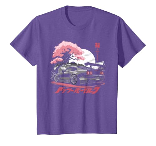 Japanese Car Tshirt Men JDM Japan Street Racing Streetwear T-Shirt, Youth, Purple Heather, Large