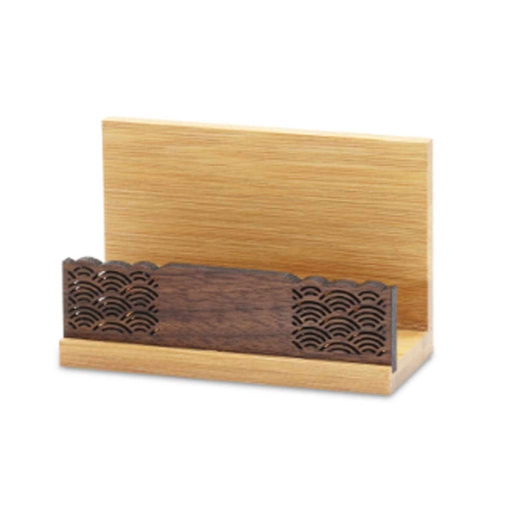 MOBYGKFY Business Card Case Log Solid Wood Desktop Storage Wooden Holder Office Supplies