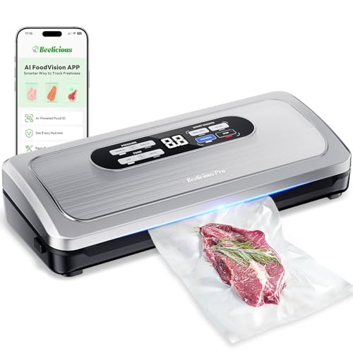 Image of Vacuum Sealer Machine with AirLock ProSeal System, 10-in-1 Vacuum Sealer for Food, Moist /Dry Sealing Modes, Compact Design with Digital Timer, Built-in Cutter & Roll Storage, Silver-Grey
