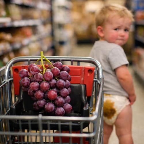918. Naked Fruit on the Seat of a Grocery Cart