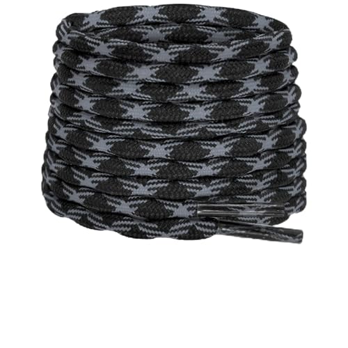 Lacesgian 4mm �E�F�[�u ���E���h �n�C�L���O�C�R ����~�� ��v�ȃu�[�c���[�X �g���b�L���O�A�o�b�N�p�b�L���O�A�g���C���V���[�Y�p, �_�[�N�O���[&�u���b�N�B, 54"/140cm