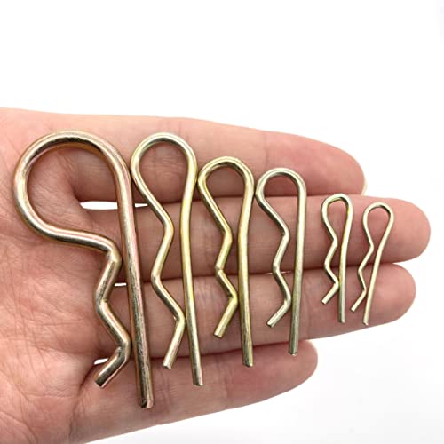 Image of 48 Pcs Hitch Pin Clip R Clips Retaining Pins Tractor Cotter Pin Hair Pin Assortment Iron Color Zinc Spring Clip Retainer Pins Hitch Keeper Pins Kit for Dolly Pins /Trailer Pin Clips Replacement