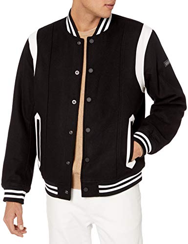 A|X Armani Exchange Men's Zip Up Jacket with Rib Detail, Black, XL