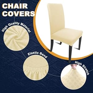 NORTHERN BROTHERS Dining Room Chair Covers Set of 4, Dining Chair Covers Stretch Removable Washable Parson Chair Slipcover for Dining Room (Beige) NORTHERN BROTHERS Dining Room Chair Covers Set of 4 Dining Chair Covers Stretch Removable Washable Parson Chair Slipcover for Dining Room Beige