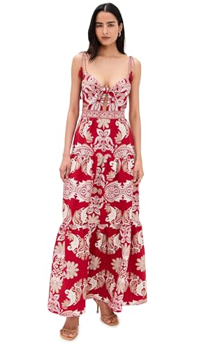 alice + olivia Women's Minka Tie Front Maxi Dress with Tassels