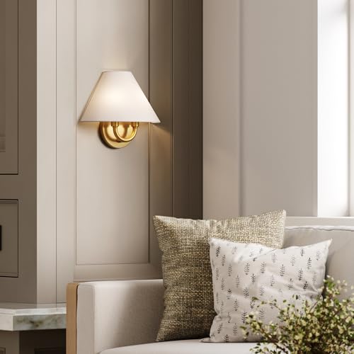 Nathan James Shoal Modern Wall Light Fixture with White Linen