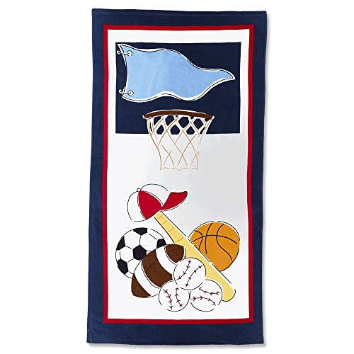 Lillian Vernon Ball Sports Personalized Boys Towel - Custom Embroidered with Name or Monogram, Extra Large 30” x 60” Kids Towels, Quick Dry Design for The Beach, Pool, or Bath, Plush 100% Cotton
