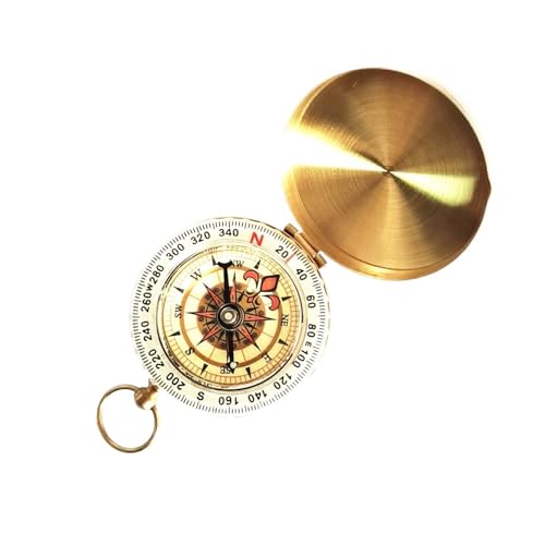 XIEweiZHI Brújulas Vintage Cobre Retro brújula Flip Cover Bolsillo Reloj brújula Camping Senderismo Supervivencia náutica fotografía Accesorios Decoración(Gold)