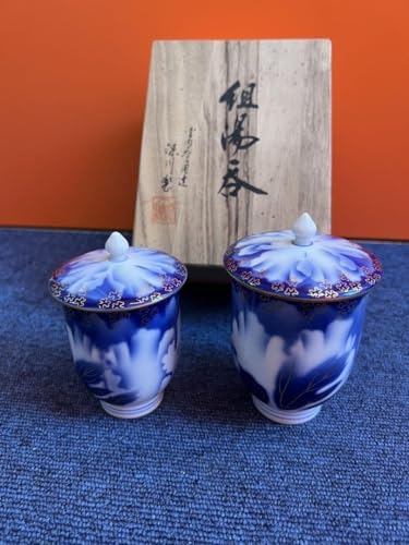 ㉙深川製磁 果物模様 柿 茶碗蒸し　蓋付き　5客セット　湯呑み Amazon.co.jp: 深川製磁 蓋付き 湯呑み 5客セット 折り鶴の絵柄