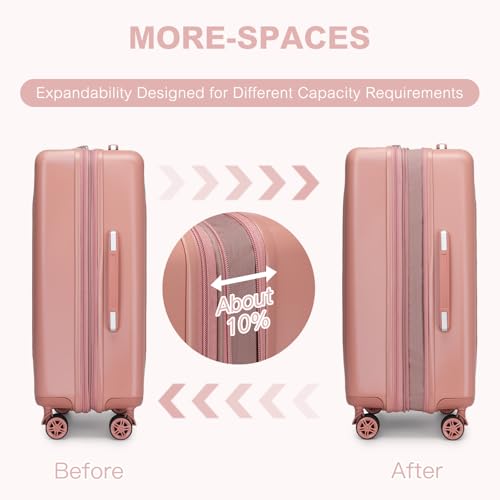 Image of Kono 3 Piece Expandable Luggage Set with Spinner Wheels Hardshell, Nude