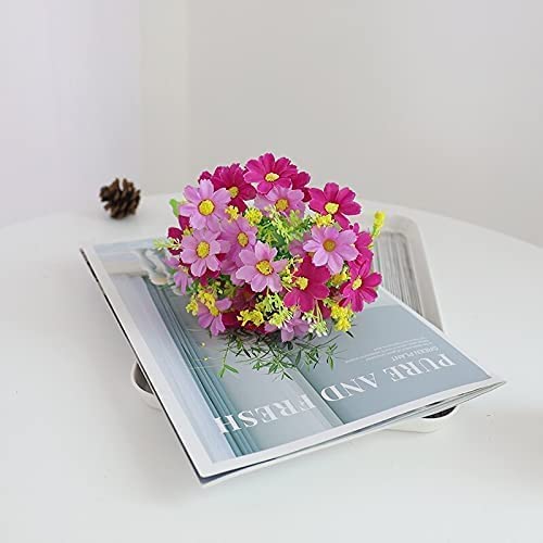 WIPPWER Ramo de Flores Artificiales de Margaritas de Seda, decoración del hogar for Bodas de otoño, pequeñas Flores Falsas, arreglo de Oficina de otoño(Lila R?d)