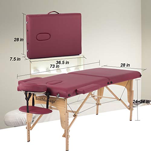 Massage Table Massage Bed Spa Bed Pu Portable 84 Inches 2 Fold Heigh Adjustable Massage Table Bed W/Free Carry Case Facial Cradle Salon Tattoo Bed #TOP6