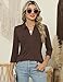 ZHENWEI Womens Coffee Polo Shirt 3/4 Sleeve Work Blouse Fashion Lapel Tops Casual Collared Tunic T-Shirts,Coffee,S