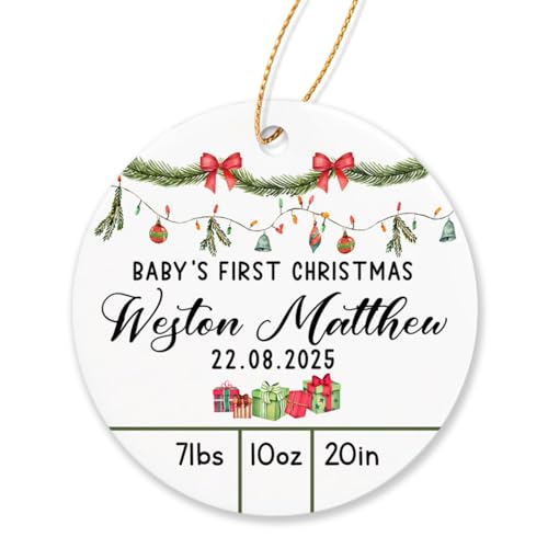 Baby’s First Christmas Ornament 2025, New Baby Ornament Gift, Personalized Baby's 1st Christmas Ornament for Newborn, Baby Christmas Tree Keepsake Decoration, Custom Baby's Name Ornaments