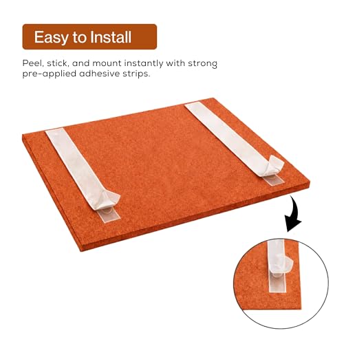 Image of MMT Acoustix Slats Felt Acoustic Wall Panel | Sound Proofing for Room |Premium Acoustic Panel |Pin Board for Wall |Sound Absorbing Panels | Slats Felt Acoustic Wall Panel |Rust| 30 x 30 cm | 8 Pcs