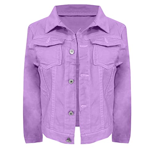 Winter Jackets For Women, Long Sleeve Funny Jacket Women School Winter Jean Solid Comfort Overcoat Lapel Button Up Comfy Jacket Women Purple Warm #TOP4