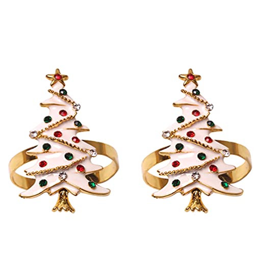 BESPORTBLE Servilleteros de metal dorado para decoración navideña: 6 unidades de estrás, árbol de Navidad, decoración para mesa, objeto decorativo