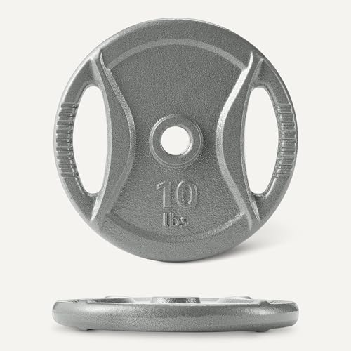 Amazon Basics 1-Inch Grip Weight Plates, 10 lb, Strength Training, Home Gym, 4 Pack - image 5