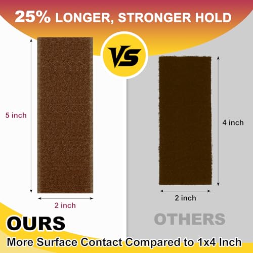 Image of Hook and Loop Strips with Adhesive 2x5IN 10Pairs /20Strips, Brown Strong Sticky Back Fastener, Heavy Duty Double-Sided Adhesive Hanging Strips for Home Office School