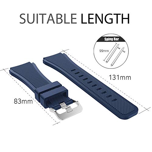 Fantek Band For Samsung Galaxy Watch 3 45Mm / Galaxy Watch 46Mm / Gear S3 Watch, 22Mm Silicone Sport Quick Release Replacement Strap For Moto 360 2Nd Gen 46Mm/ Pebble Time Steel, Midnight Blue #TOP3