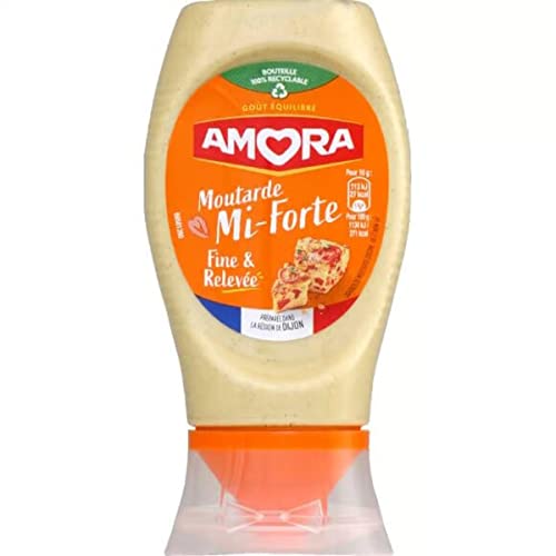 Amora Mostaza media flexible, 260 g, botella de 260 g