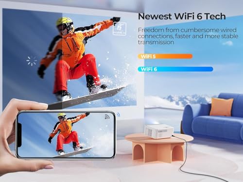 Image of AUN Mahaa Pro Max Projector 4K Ultra HD, 16000 Lumen, Dual HDMI, ARC, 1080p Native, Fully Auto Focus, Auto Keystone, 5G WiFi, YouTube Prime Netflix Hotstar 250 inch Screen Mini LED Projector for Room