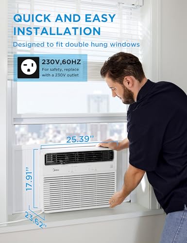 Image of Midea 18,000 BTU Smart Inverter Window Air Conditioner with APP, Alexa Control, 208 /230V AC Unit Cools up to 1,000 Sq. Ft, Quiet Operation, Energy Saving, Remote & Easy Installation Kit, White