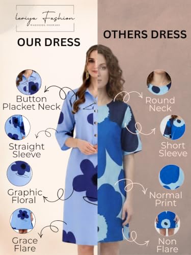 Image of Leriya Fashion Mini Dress for Women | One Piece Dresses for Womens |Mini Dresses Rayon for Women Stylish |Summer Casual Outfit Wear Events, Date & Evening Look |Tunic Shirts for Women