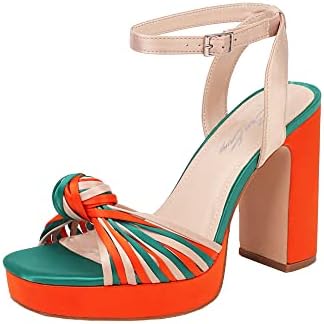 sun gurg Women's Open Toe Sandals Ankle Strap Platform Chunky High Heels Bowknot Party Shoes US 9