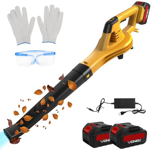 21V Soplador de Hojas sin Cable, 6 Velocidades, 2×3.0Ah Baterías y Cargador Rápido, Soplador Eléctrico Ligero para Cuidado del Jardín, Entrada, Hojas, Polvo y Nieve