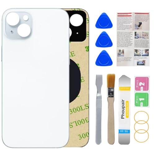 Phoupair OEM Back Glass Replacement Compatible with iPhone 15 6.1 Inches All Carriers with Professional Repair Kit and Installation Instruction (Blue)