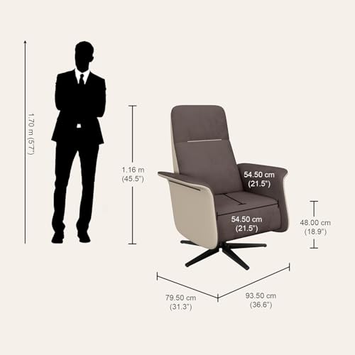Image of Interio by Godrej TuneIn Motorised 1-Seater Fabric Recliner Chair with USB Ports 3-Year Warranty, Brown, Adjustable Headrest