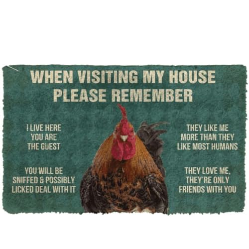 ���փ}�b�g �Y�{�̉Ƃ̃��[�����o���Ă����Ă��������B�Y�{�D���̕��ւ̖ʔ����a�����v���[���g 50×80cm doormat Please Remember Roosters House Rule Funny Birthday Gift For Rooste