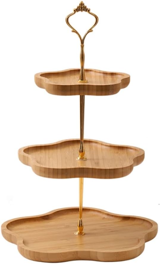 Fruit Basket Fruit Bowl Storage Baskets 2/3 Tiers Bamboo Fruit Basket Holder Decorative Fruit Bowl Stand Dining Table Counter Organizer Kitchen Accessories Fruit Dish Fruit Tray ( Color : B , Size : 3
