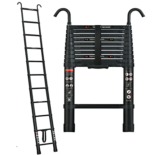 Escalera multifunción con 2 ganchos extraíbles, escalera de aluminio, Telescopic Ladder...