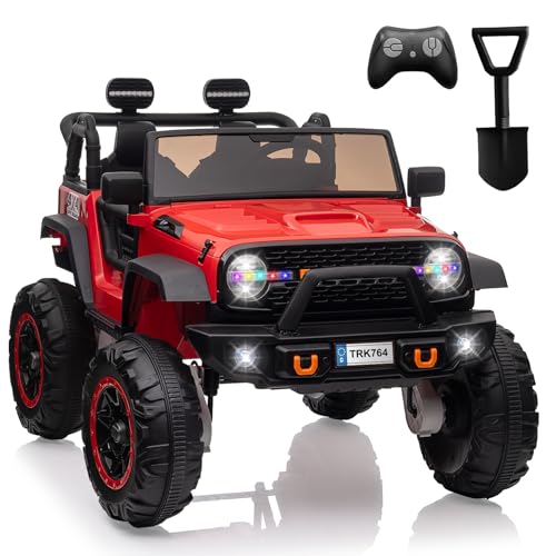 24V Ride on Car Toys, Remote Control 4 Wheels Electric Power Car for Toddlers Kids Boys Girls, 2 Seater Motorized Ride on Cars Vehicle, Red, Red