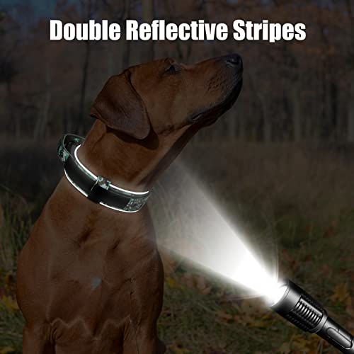 Wanyang Tactical Dog Collar For Medium Large Dogs With Handle Adjustable Nylon Military Dog Collar With Metal Buckle Reflective Dog Collars For Training K9, Service Dog, Neoprene Padded, Green Camo #TOP2